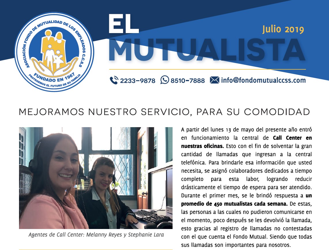 Boletín Julio 2019 | ¡Mejoramos nuestro servicio para su comodidad!