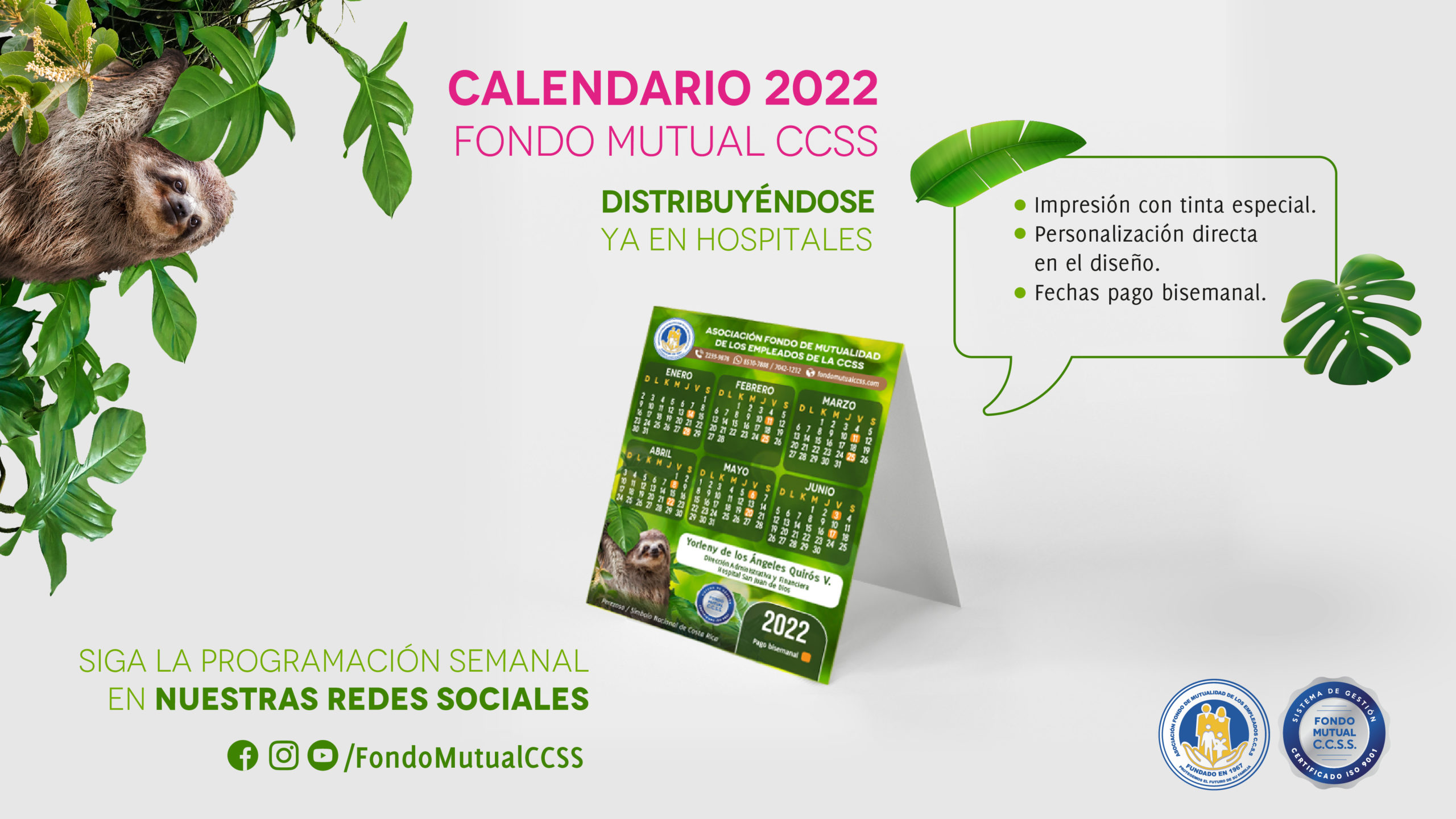 Dinámica comercial: Afíliese y gane con los Calendarios Fondo Mutual CCSS 2022